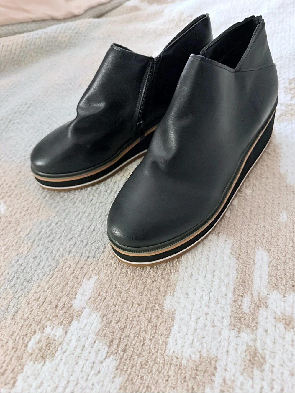 Women's Black Platform Slip-On Shoes
